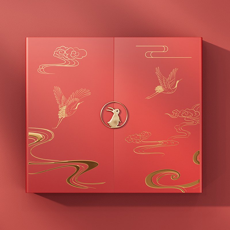 Custom Factory wholesale Luxury Mooncake Magnetic Gift Solid Cardboard red gold Box Packaging Chocolate Macaroon Box