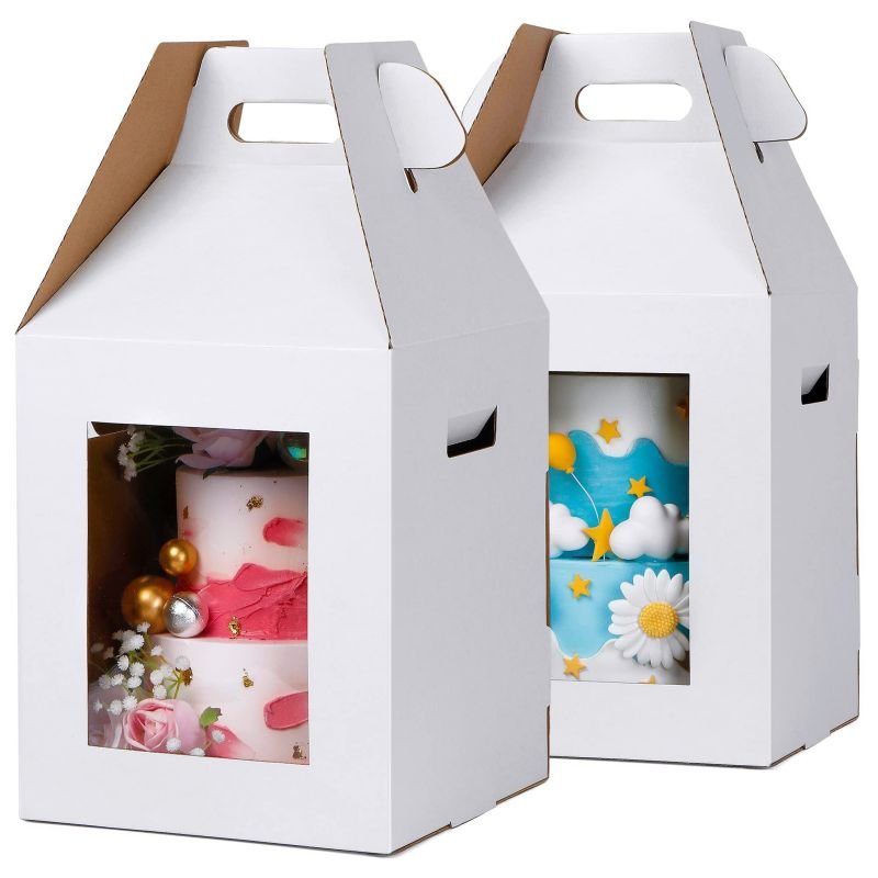 Simple Window Opening Portable Cake Box 4 6 12 inch Custom Cake Packaging Paper Box