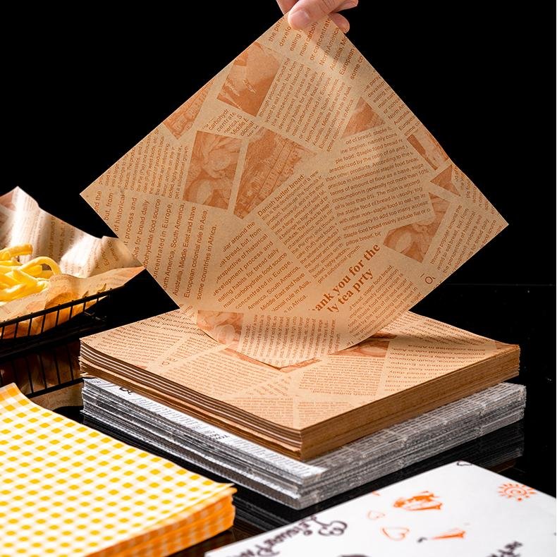 Custom logo printing food-grade hamburger Deli packaging grease proof bake Wrapping Paper Coated Pulp Greaseproof Paper