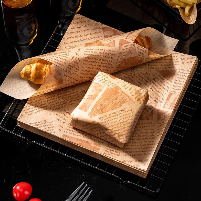 Custom logo printing food-grade hamburger Deli packaging grease proof bake Wrapping Paper Coated Pulp Greaseproof Paper