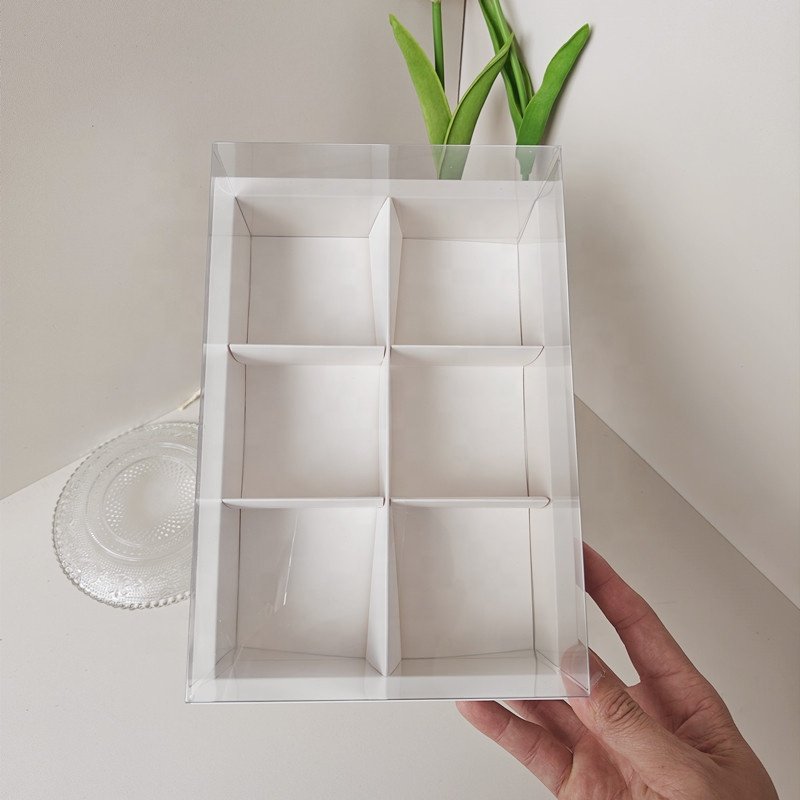 Cholyn custom cupcakes chocolate packing white card paper packaging box with clear lid and insert paper tray for party wedding