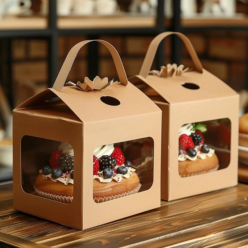 2024 New arrival mini birthday gift donuts box custom bento cake packaging box with cupcake