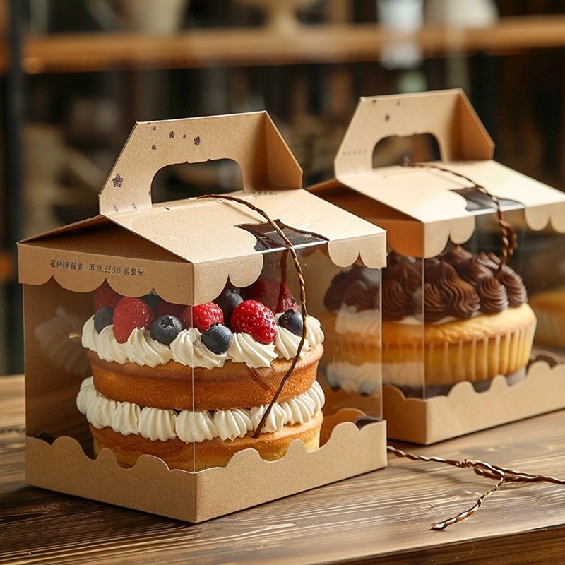 2024 New arrival mini birthday gift donuts box custom bento cake packaging box with cupcake