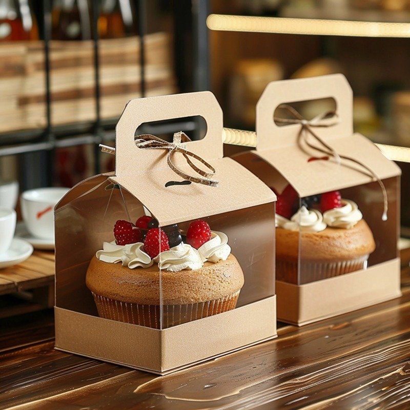 2024 New arrival mini birthday gift donuts box custom bento cake packaging box with cupcake
