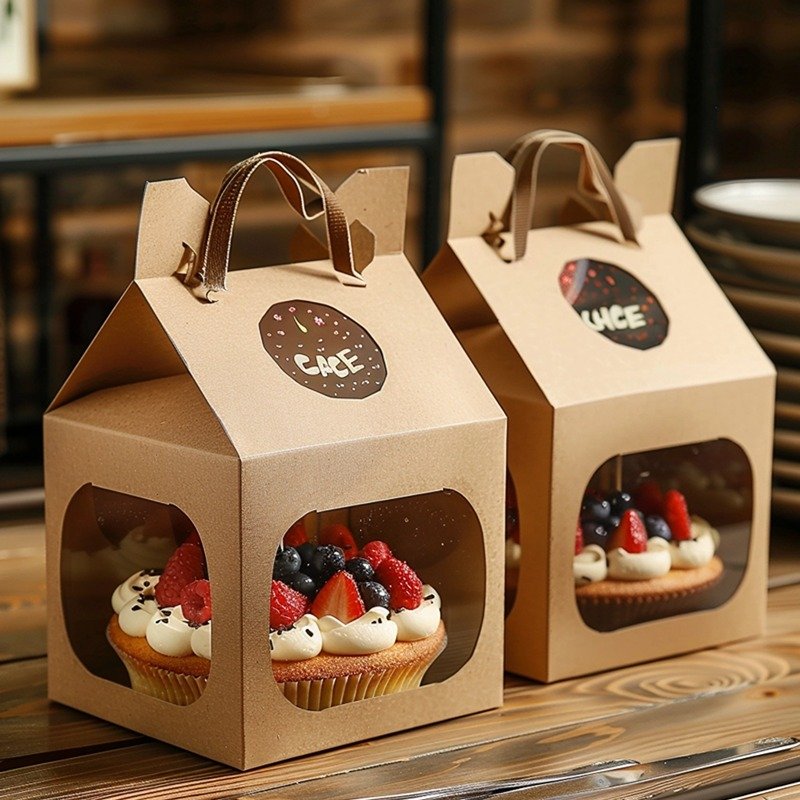 2024 New arrival mini birthday gift donuts box custom bento cake packaging box with cupcake