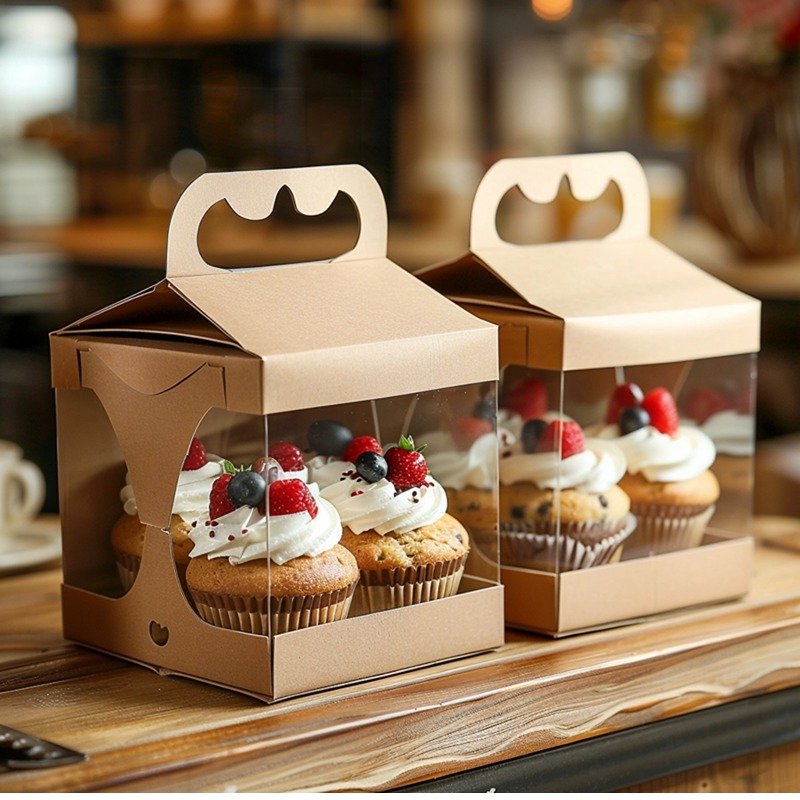 2024 New arrival mini birthday gift donuts box custom bento cake packaging box with cupcake