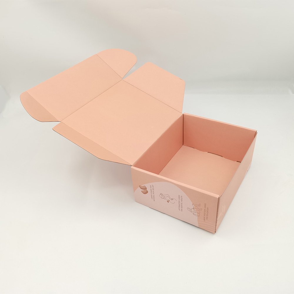 Custom Logo Printed Pink Kraft Paper Kraft Box Small Shipping Cosmetic Skin Care Jewelry Clothing Gift Cardboard UV Foil
