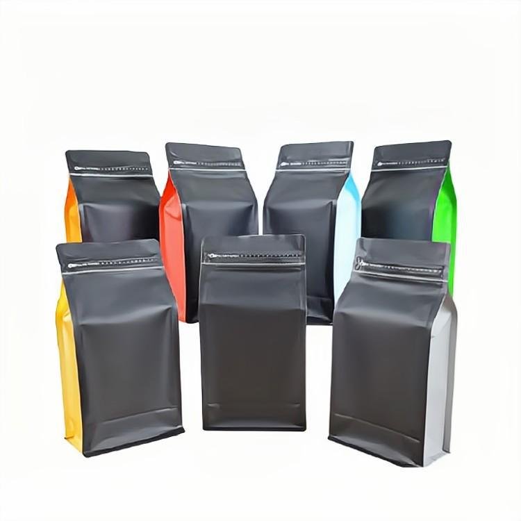 Custom Printed Frosted Aluminum Foil Plastic Flat Bottom Coffee Bean Bags Packaging Pouch Square Coffee Bags with Valve