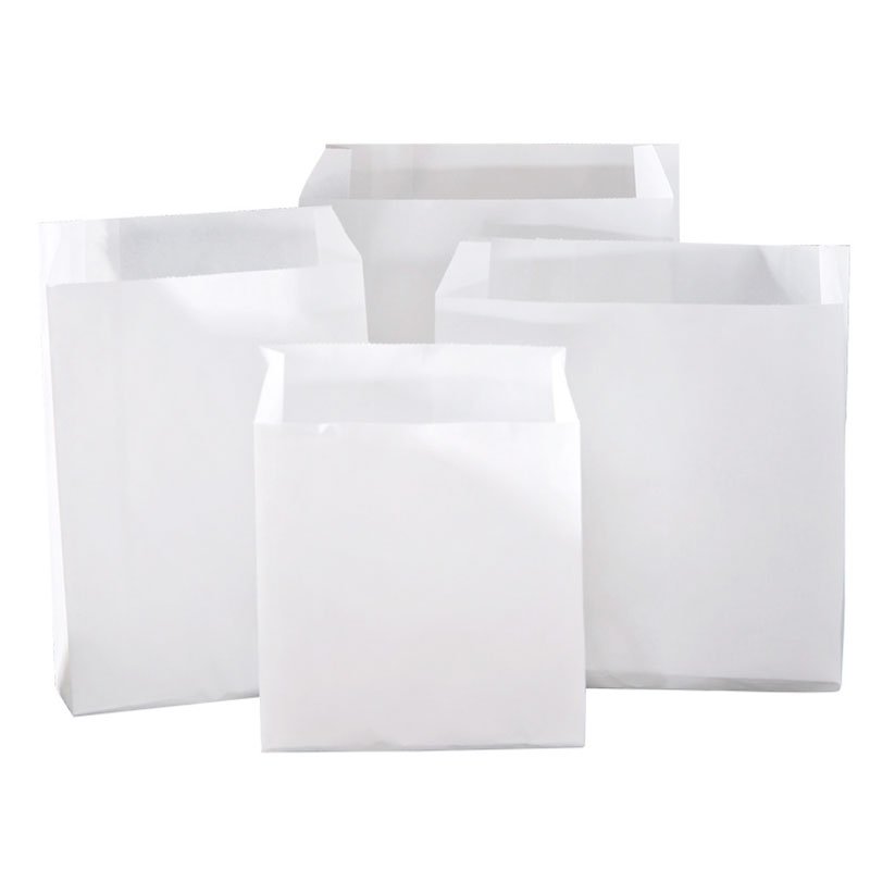 HOYO Customized Promotion Biodegradable Food Grade White Kraft Paper Pouch Fast Restaurant Grease Proof Paper Packaging Bag