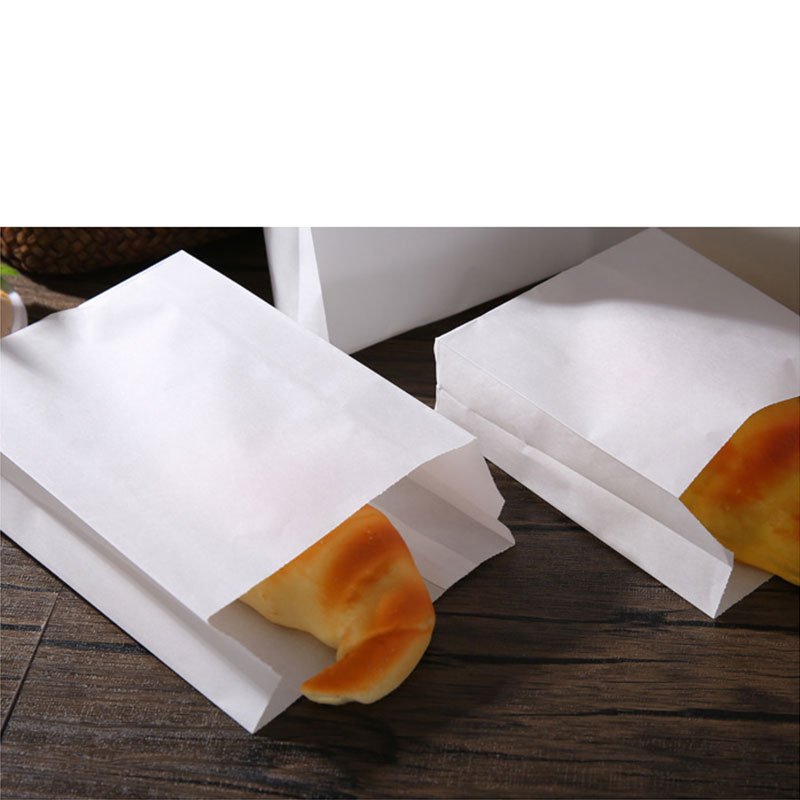 HOYO Customized Promotion Biodegradable Food Grade White Kraft Paper Pouch Fast Restaurant Grease Proof Paper Packaging Bag