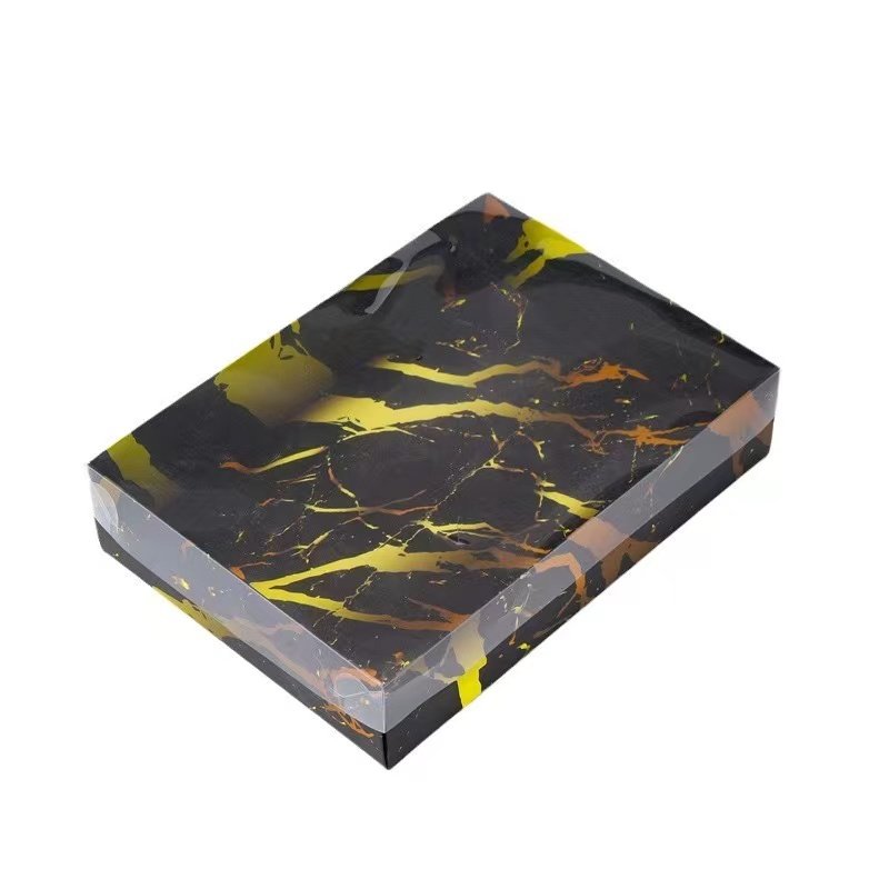 IMEE Large Display Clear Lid Treat Gift Packaging Box White Gold Black Base Folding Snack Dessert Catering Box for Charcuterie