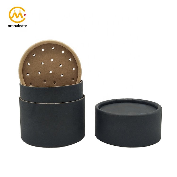 Eco friendly cardboard box Kraft paper spice salt shaker tube with sifter for loose powder packaging