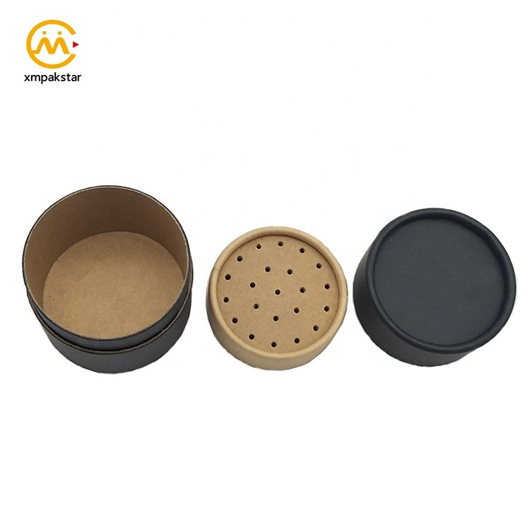 Eco friendly cardboard box Kraft paper spice salt shaker tube with sifter for loose powder packaging