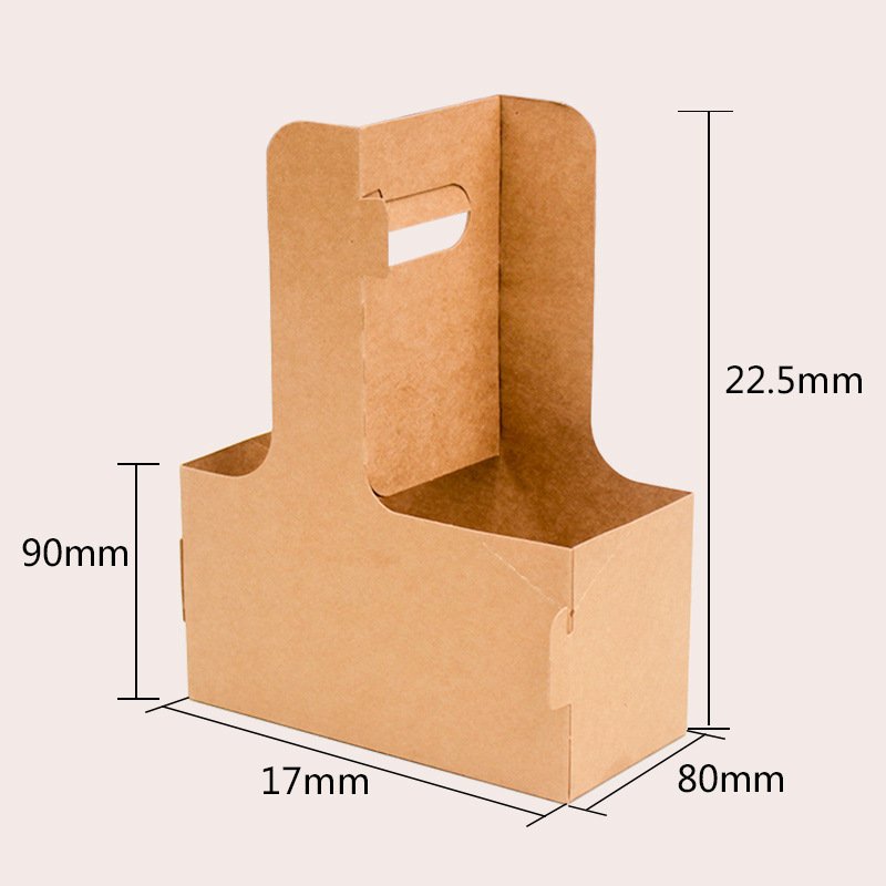 Eco Friendly Custom logo Kraft Paper To Go Coffee Cup Drink Carriers 2 4 6 Pack Paper Cup Holder with Handle