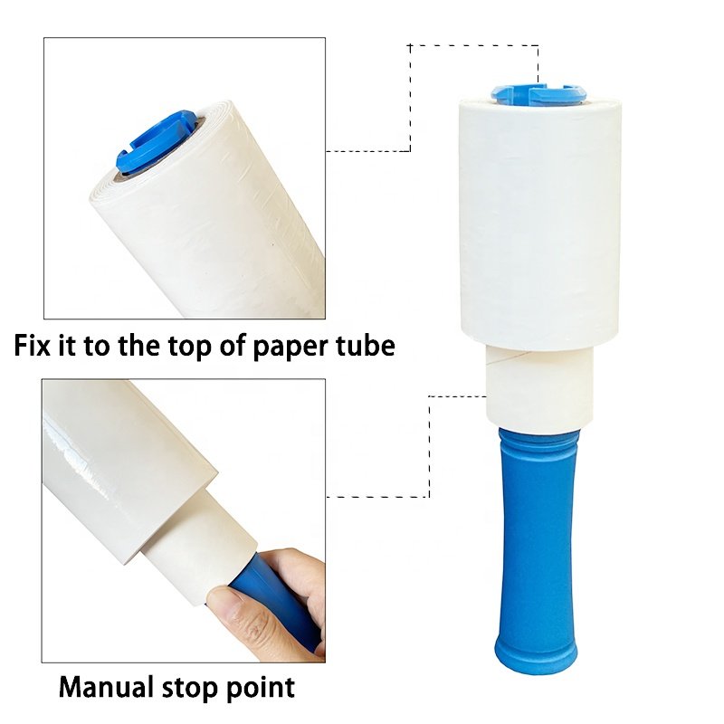 1.5 inch Mini Stretch Wrap Roll Plastic Handle Suitable for 38 mm Paper Core
