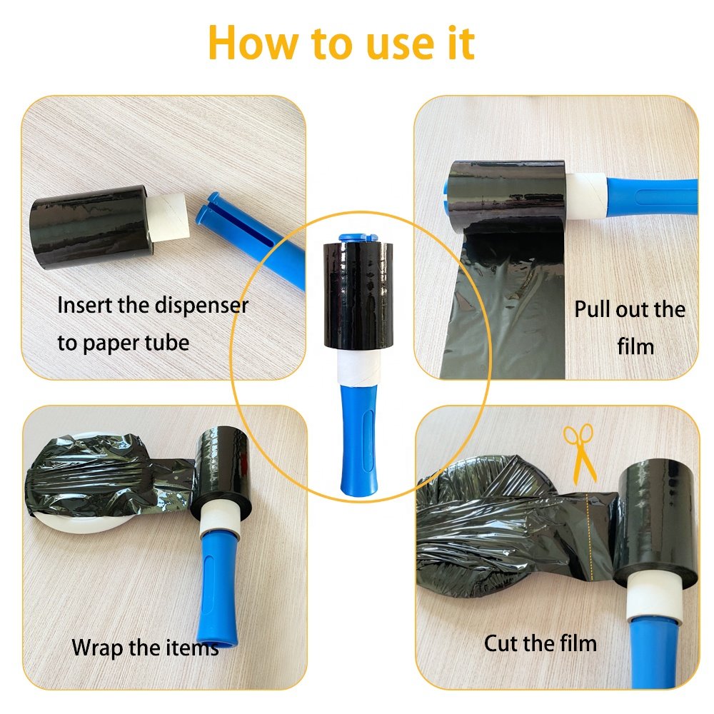 1.5 inch Mini Stretch Wrap Roll Plastic Handle Suitable for 38 mm Paper Core