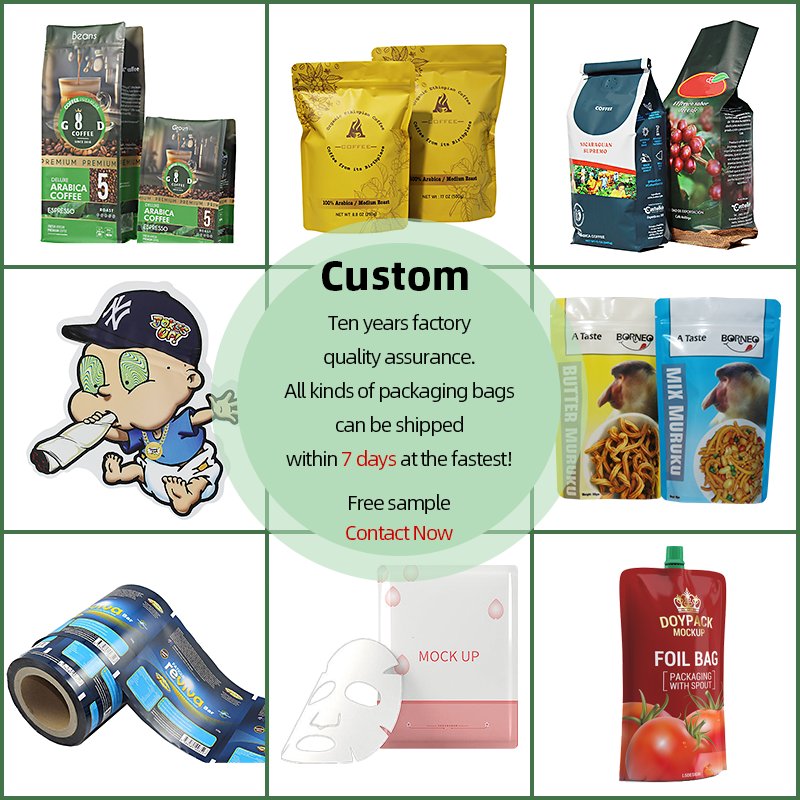 Custom Digital Printing Mylar Kraft Paper Flat Bottom Coffee Pouch Bag Coffee Box Cups Packaging Set