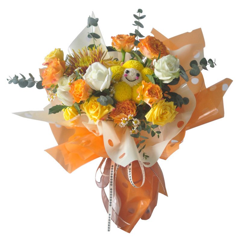 Hot Selling Glass Waterproof Wrapping Paper Flower Shop Bouquet Packaging Paper With Transparent Dot Hole