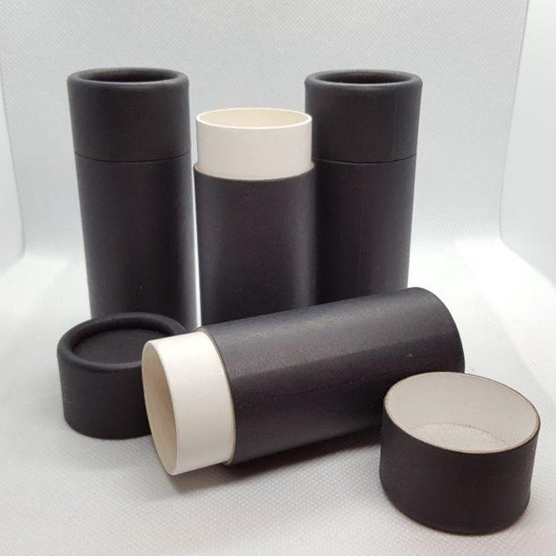 T Shirt Black Eco Friendly Kraft Paper Cardboard Tube Packaging