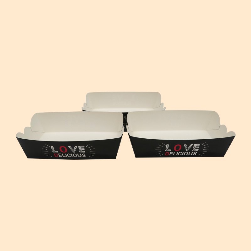 Disposable take out fried chicken boxes kraft paper boat fast food tray snack french fries boat box tray recyclable for food