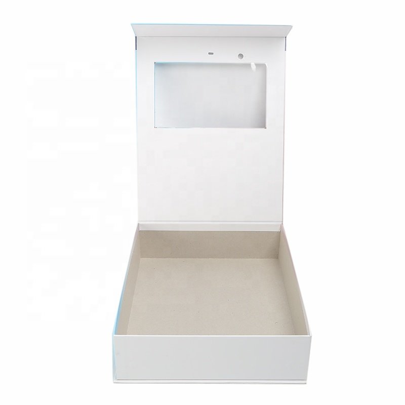 Customized Printing Luxury white grey board book shape packaging gift box with clear window and liner