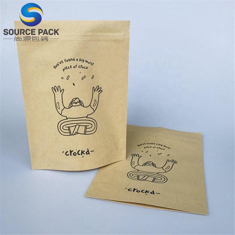 Compostable brown kraft paper bags PLA bags food packaging paper stand up pouches