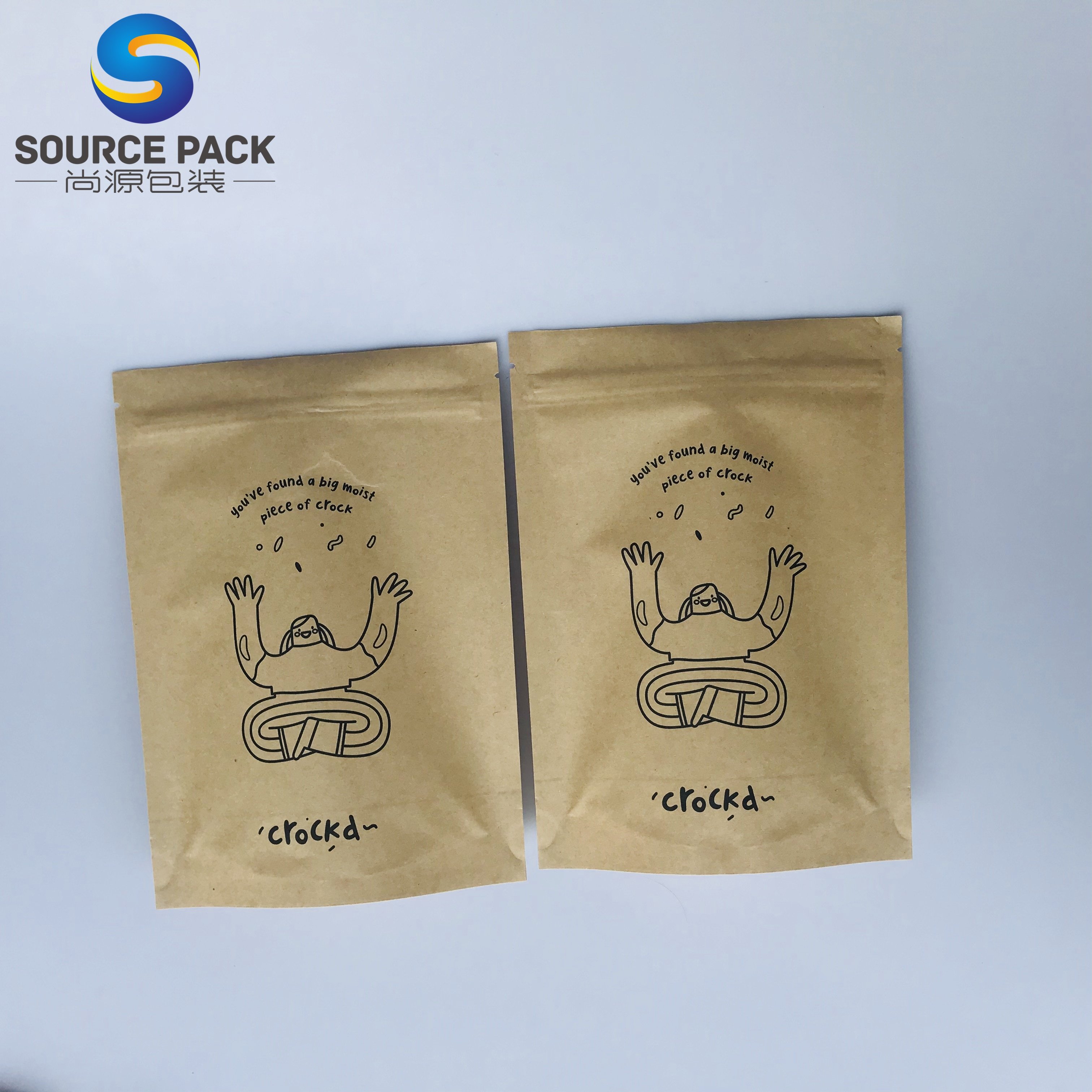 Compostable brown kraft paper bags PLA bags food packaging paper stand up pouches