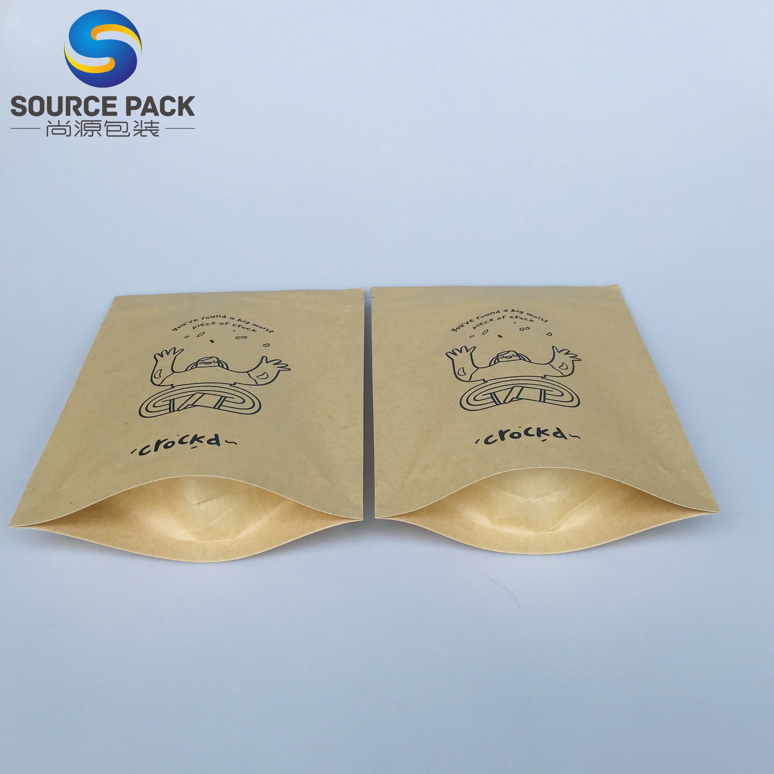 Compostable brown kraft paper bags PLA bags food packaging paper stand up pouches