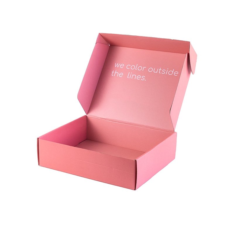 Eco-friendly Custom Logo CMYK Printing Pink Paper Box For Cosmetic Shipping Corrugated Box