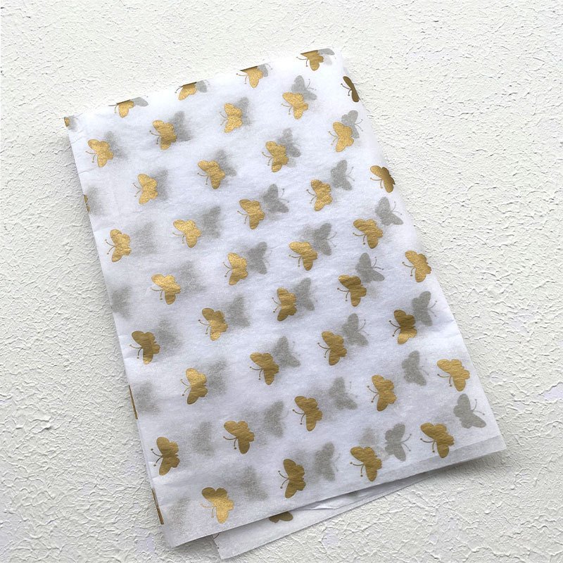Christmas Wrapping Paper Glossy Shiny Gold Stars Logo Printed Tissue Paper Packaging