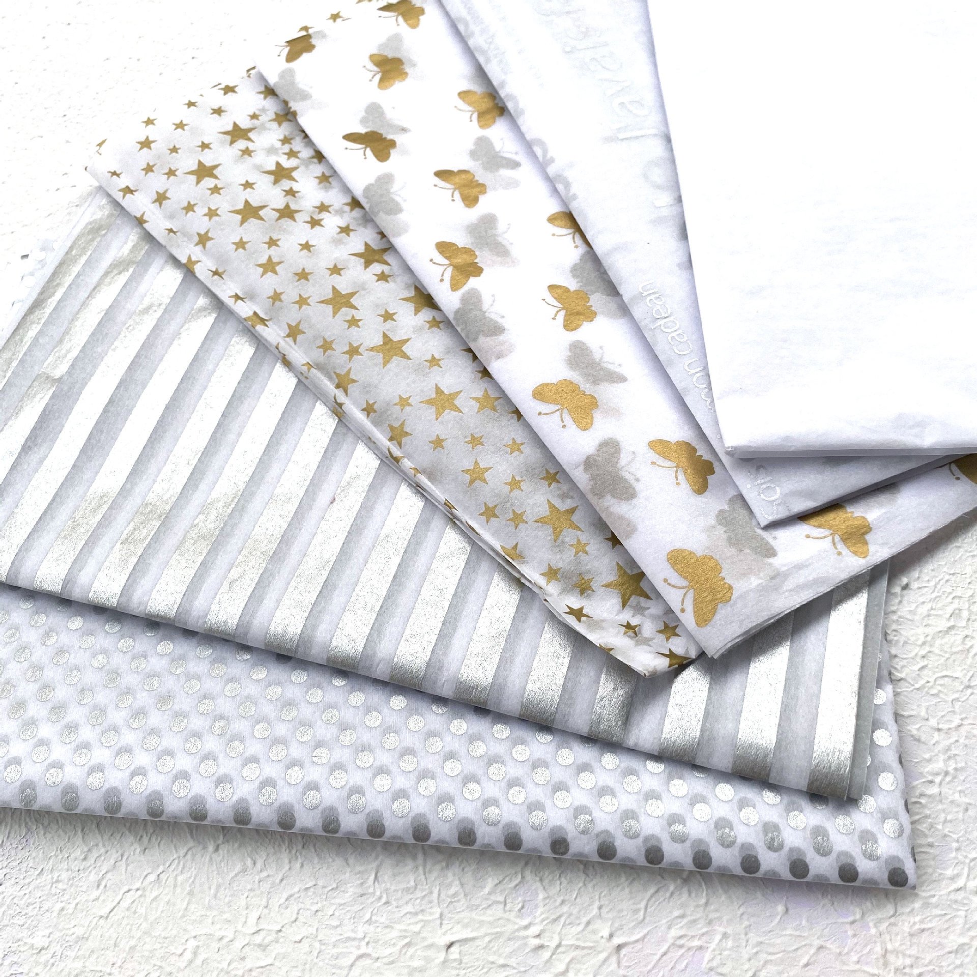 Christmas Wrapping Paper Glossy Shiny Gold Stars Logo Printed Tissue Paper Packaging
