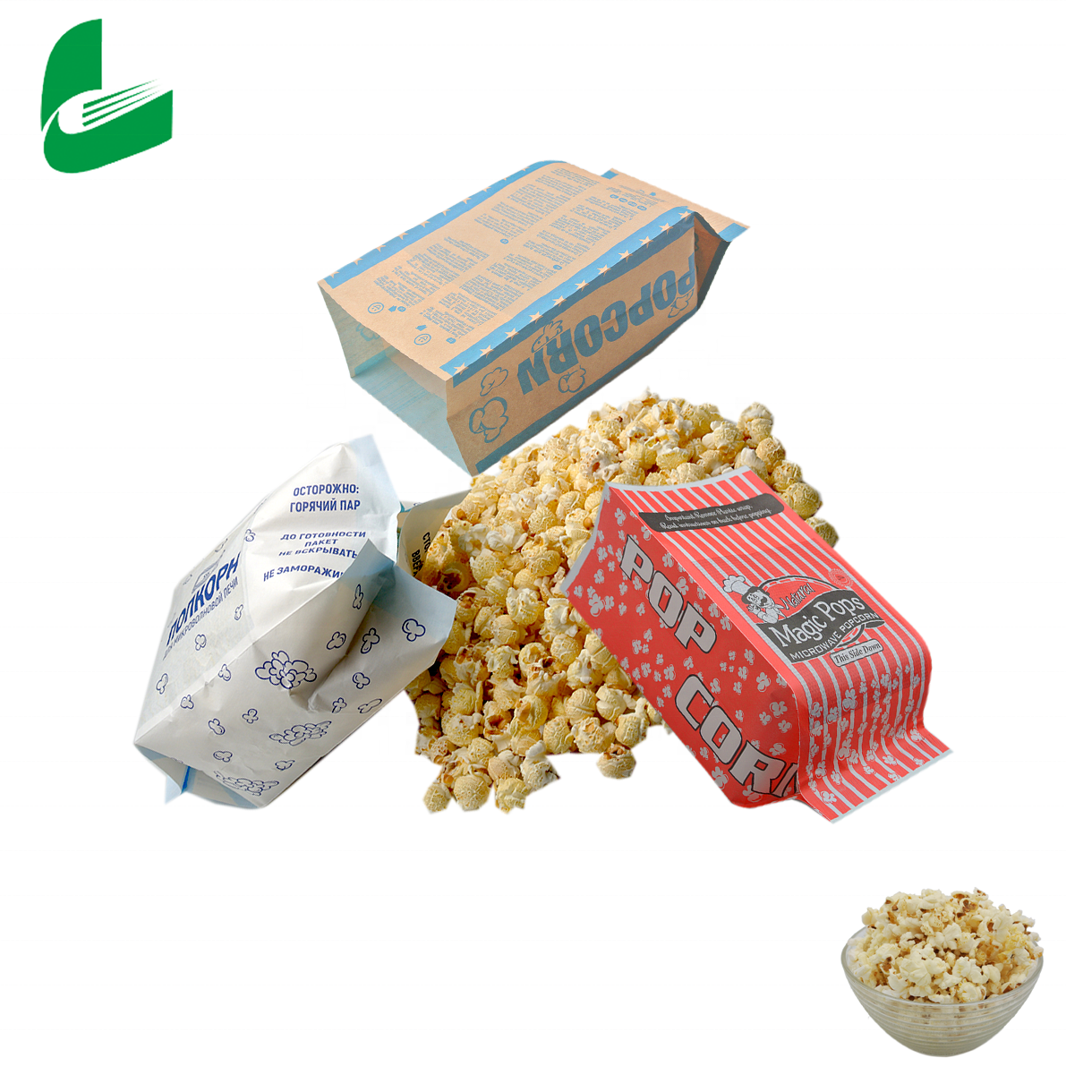 Biodegradable Wax Material Paper French Fries Sandwich Burger Fast Food Paper Packaging Microwave Popcorn Bag