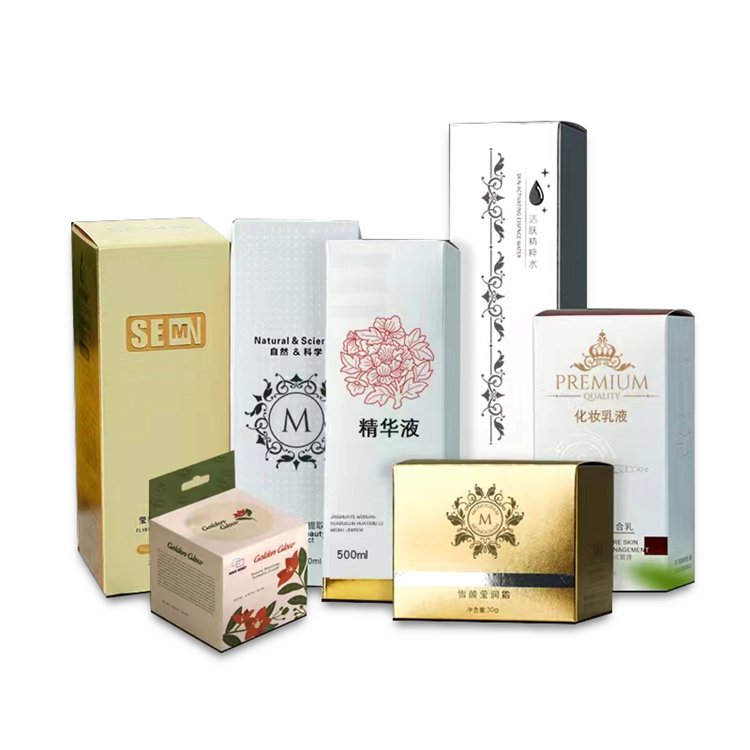 luxury gold cosmetic packaging box high quality gift beauty skincare paper packaging box for cosmetic