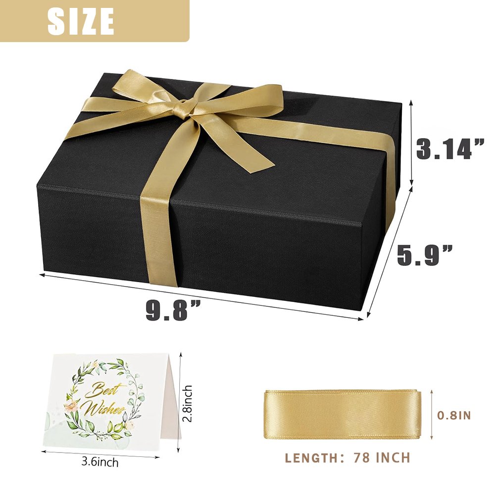 Instock Luxury Foldable Collapsible Cardboard Black Magnetic Closure Paper Gift Boxes Packaging With Magnet Lid For Business