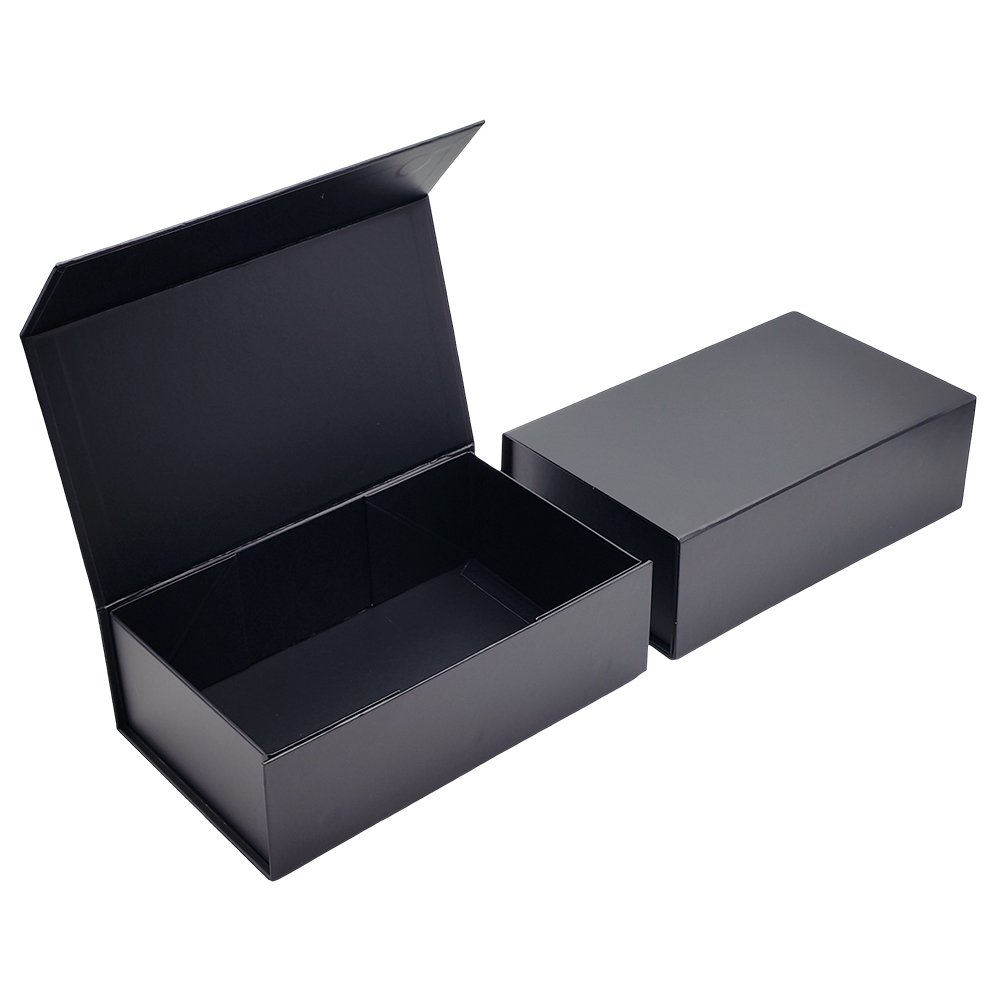 Instock Luxury Foldable Collapsible Cardboard Black Magnetic Closure Paper Gift Boxes Packaging With Magnet Lid For Business