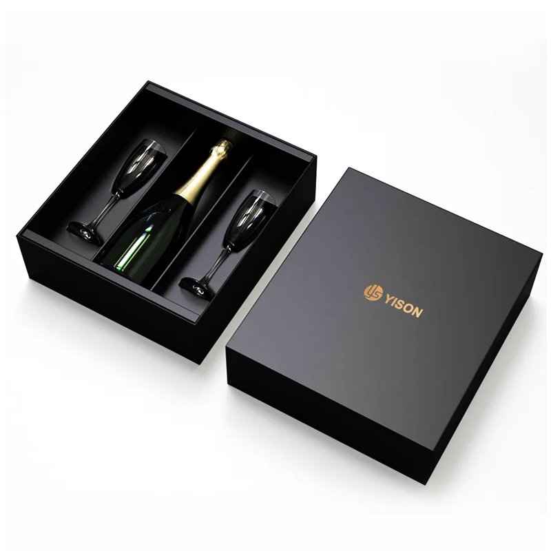 Custom logo printed whisky tequila champagne flute packaging boxes luxury red wine liquor bottle box packaging