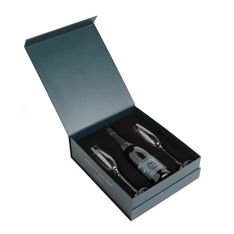 Custom logo printed whisky tequila champagne flute packaging boxes luxury red wine liquor bottle box packaging