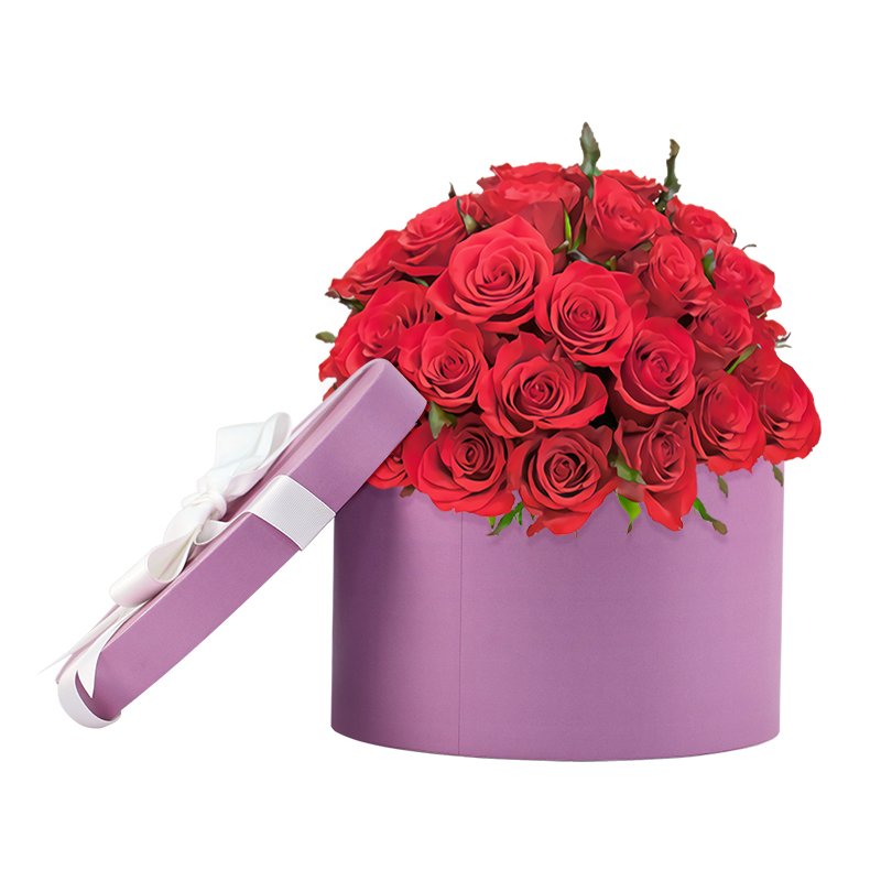 Personalized velvet flower box round cardboard flower box for rose flower packaging