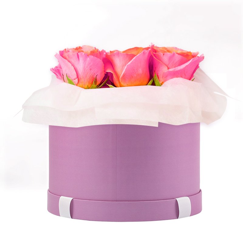 Personalized velvet flower box round cardboard flower box for rose flower packaging