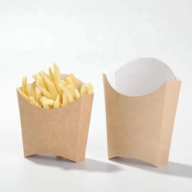 Takeaway Eco friendly 80g Kraft Paper Cartonboard Microwave Friendly Food Grade French Fries Packaging Boxes Fast Food Packaging