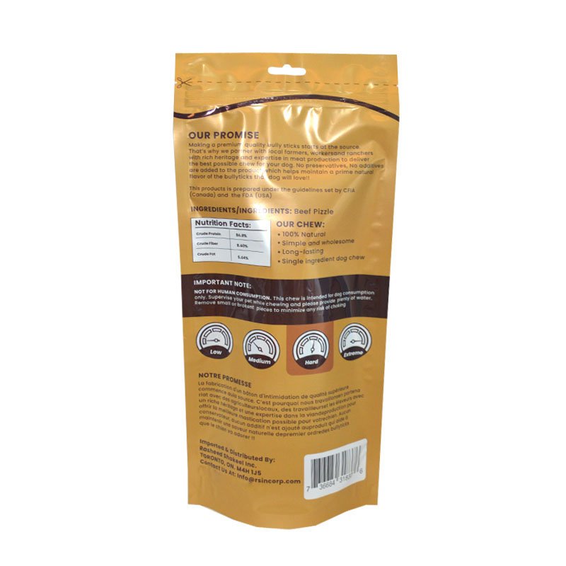 Plastic Pet Dog Food Packaging Bag With Resealable Zipper Dog Feed Bag Custom Pet Treat Stand Up Pouch