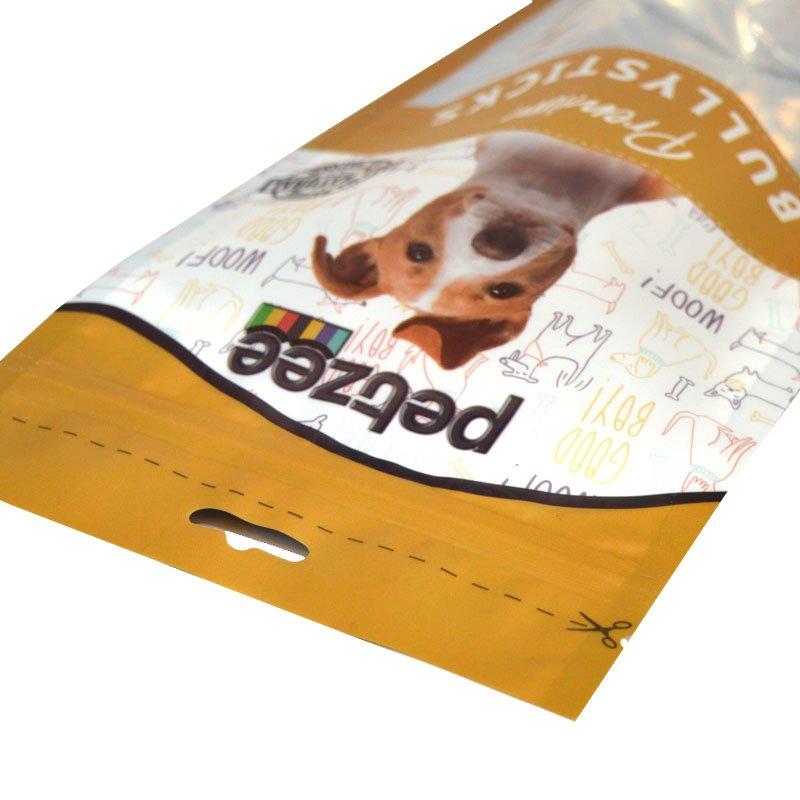Plastic Pet Dog Food Packaging Bag With Resealable Zipper Dog Feed Bag Custom Pet Treat Stand Up Pouch
