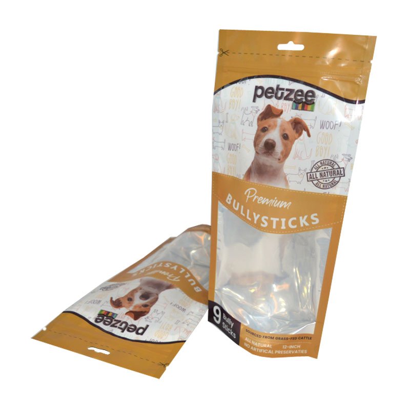 Plastic Pet Dog Food Packaging Bag With Resealable Zipper Dog Feed Bag Custom Pet Treat Stand Up Pouch