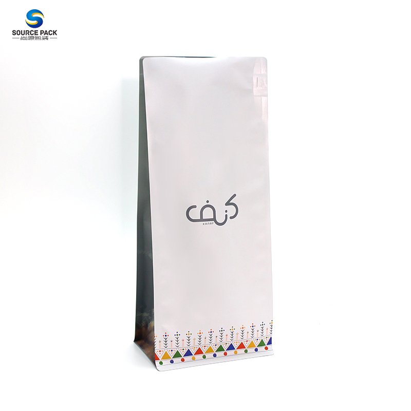1kg 500g 250g Custom Resealable Flat Bottom Plastic Aluminum Foil Coffee Snack Food Bag With Valve And Zipper