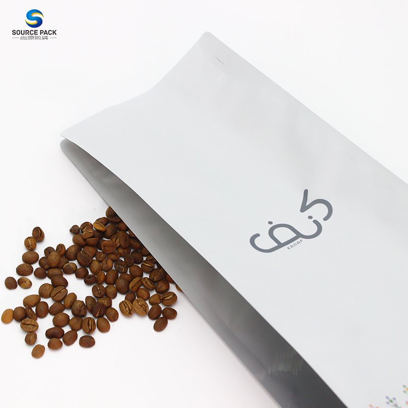 1kg 500g 250g Custom Resealable Flat Bottom Plastic Aluminum Foil Coffee Snack Food Bag With Valve And Zipper