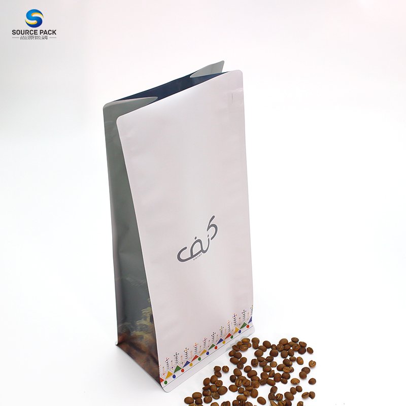1kg 500g 250g Custom Resealable Flat Bottom Plastic Aluminum Foil Coffee Snack Food Bag With Valve And Zipper