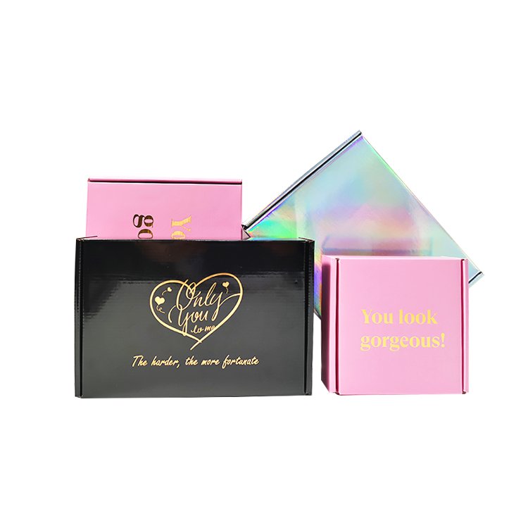 Custom Logo Cardboard Cartons Shipping Mailer Box Pink Cosmetic Set Cosmetics Mailing Skin Care Corrugated Packaging Boxes