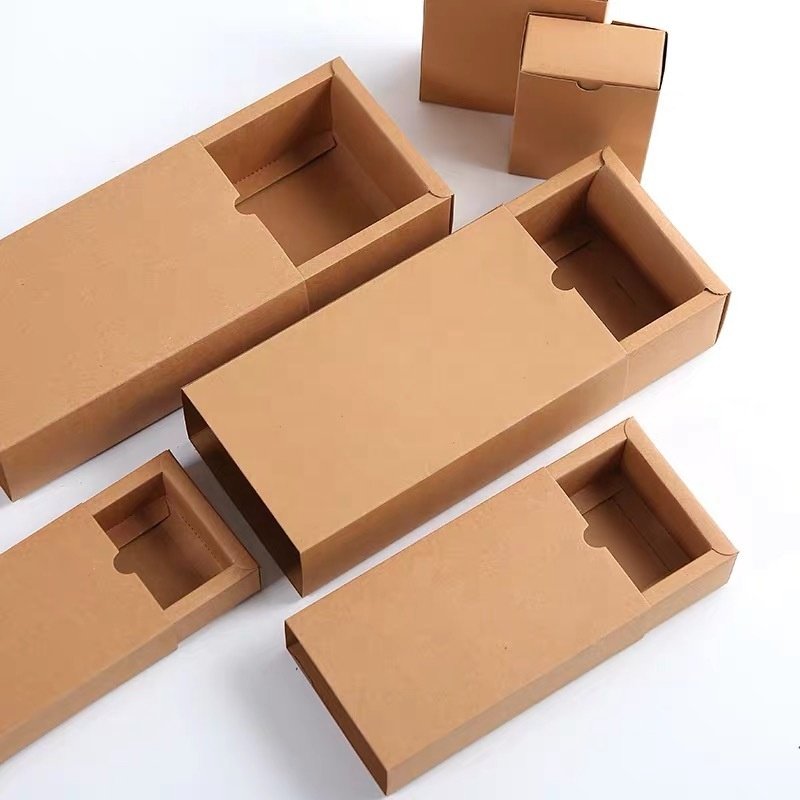 Storage Carton Kraft Paper Drawer Box Sliding Gift Box Custom Printing Tea Perfume Soap Cardboard Packaging Bridesmaid Gift Box