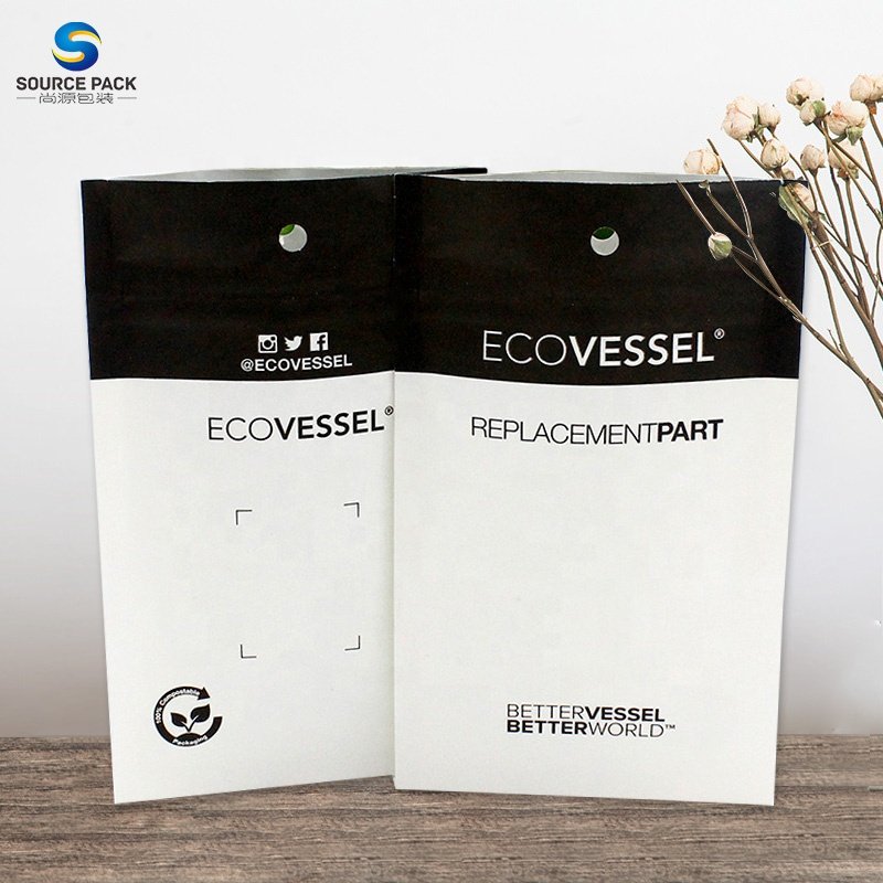 Custom printing 100% compostable ziplock biodegradable packaging kraft paper bags