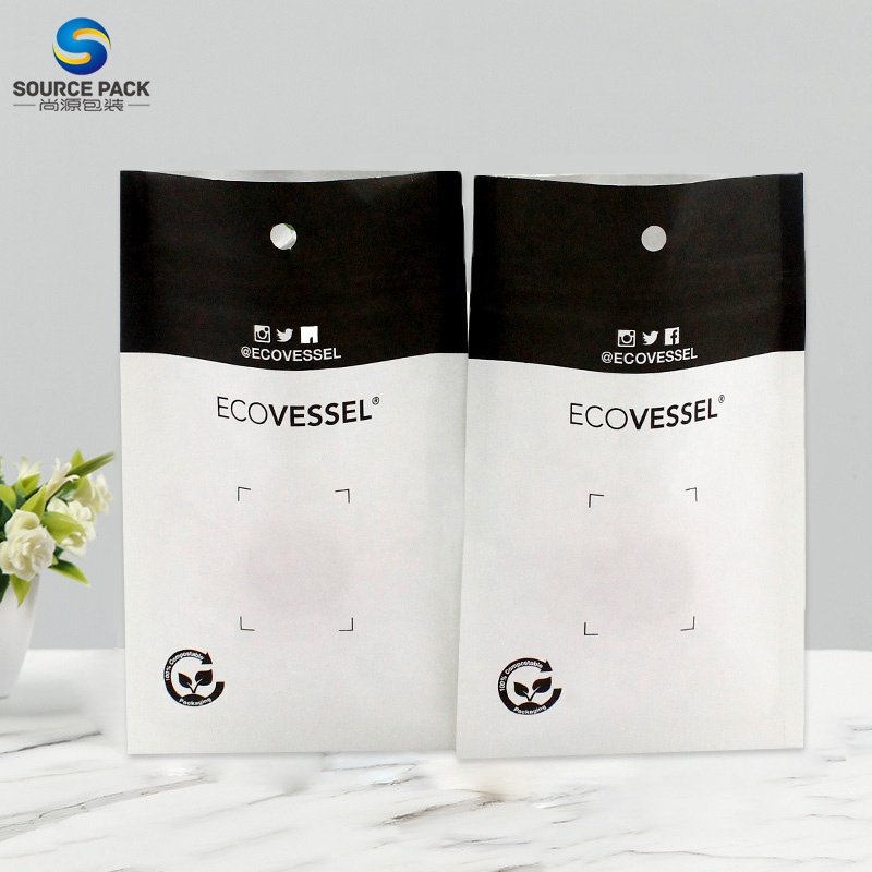 Custom printing 100% compostable ziplock biodegradable packaging kraft paper bags